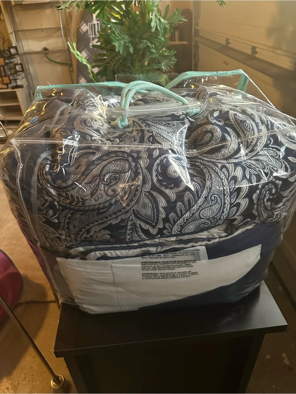 Madison Park blue and silver paisley comforter set - King